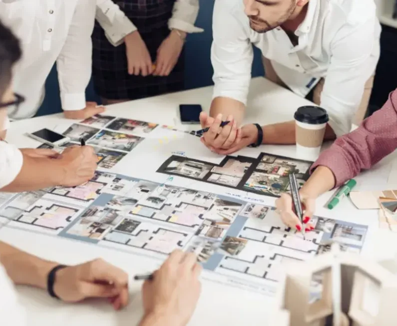 few interior designer discussing a project design